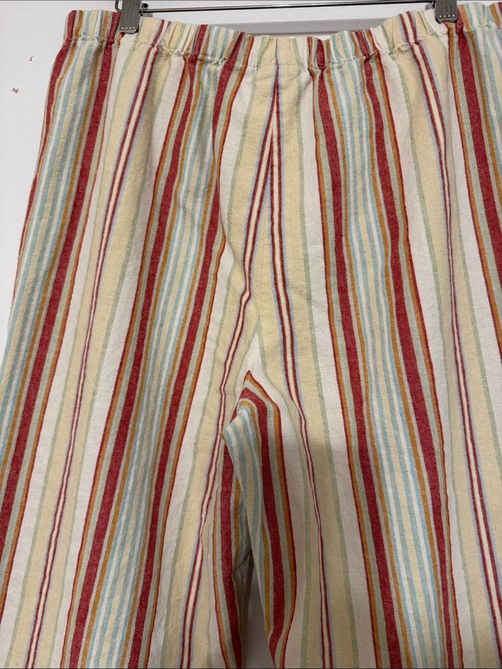 Chico’s Linen Blend Striped Cropped Pull On Pants Sz 3 XL - Picture 7 of 7